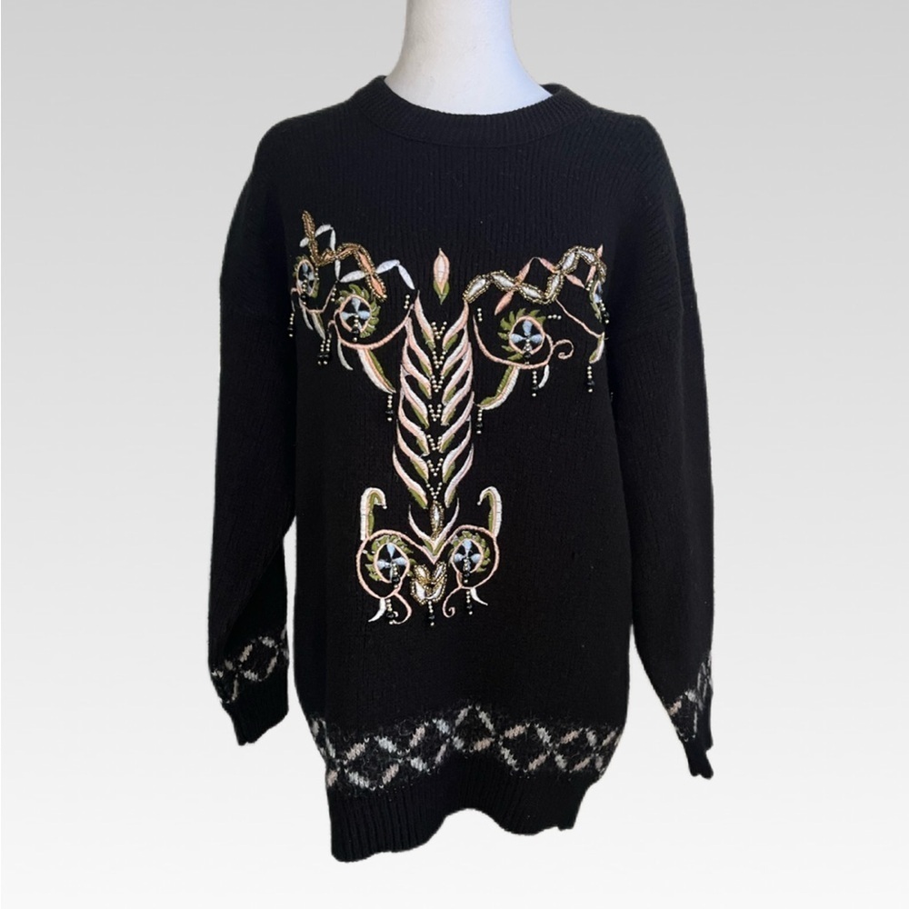 VINTAGE Black Embellished Sweater size L